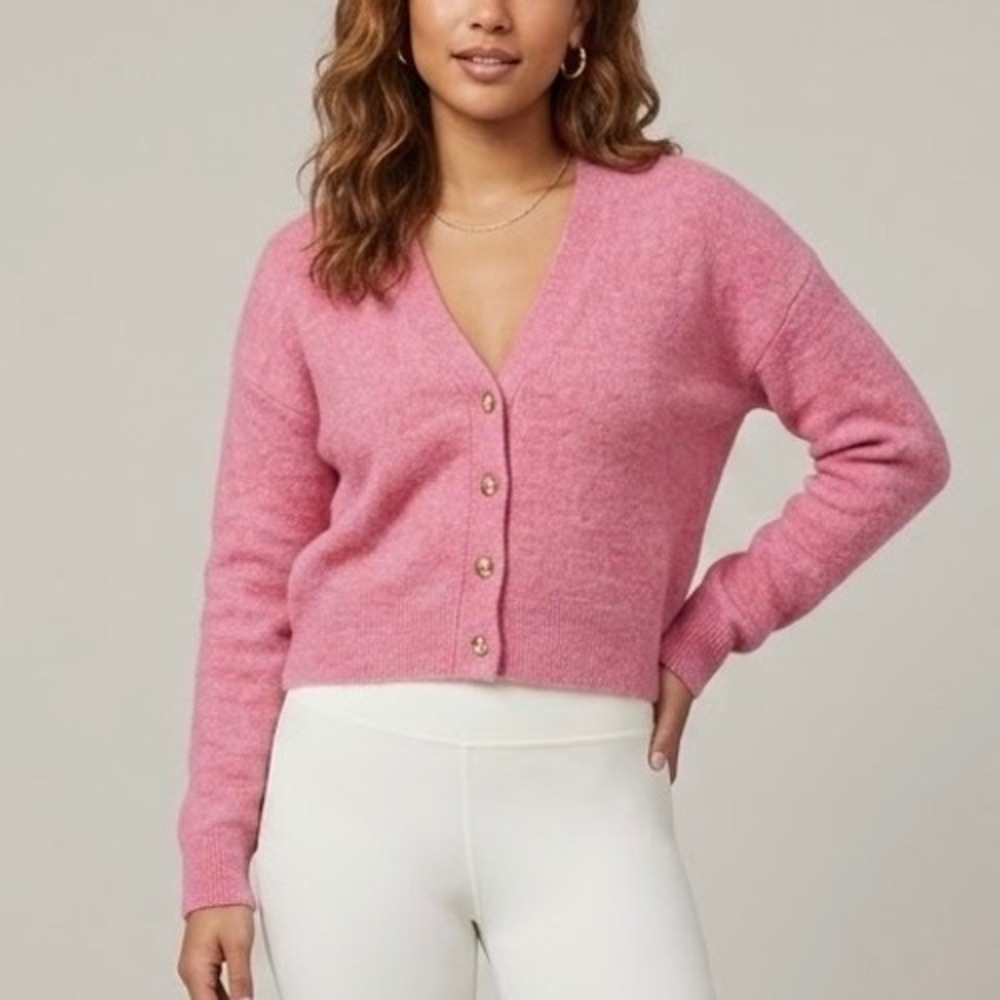 Lululemon Alpaca Wool Blend Cardigan Sweater Heathered Chroma Pink Size Small